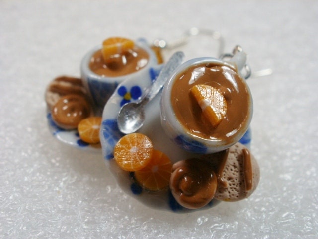 Chocolate Mousse Earrings. Polymer clay.