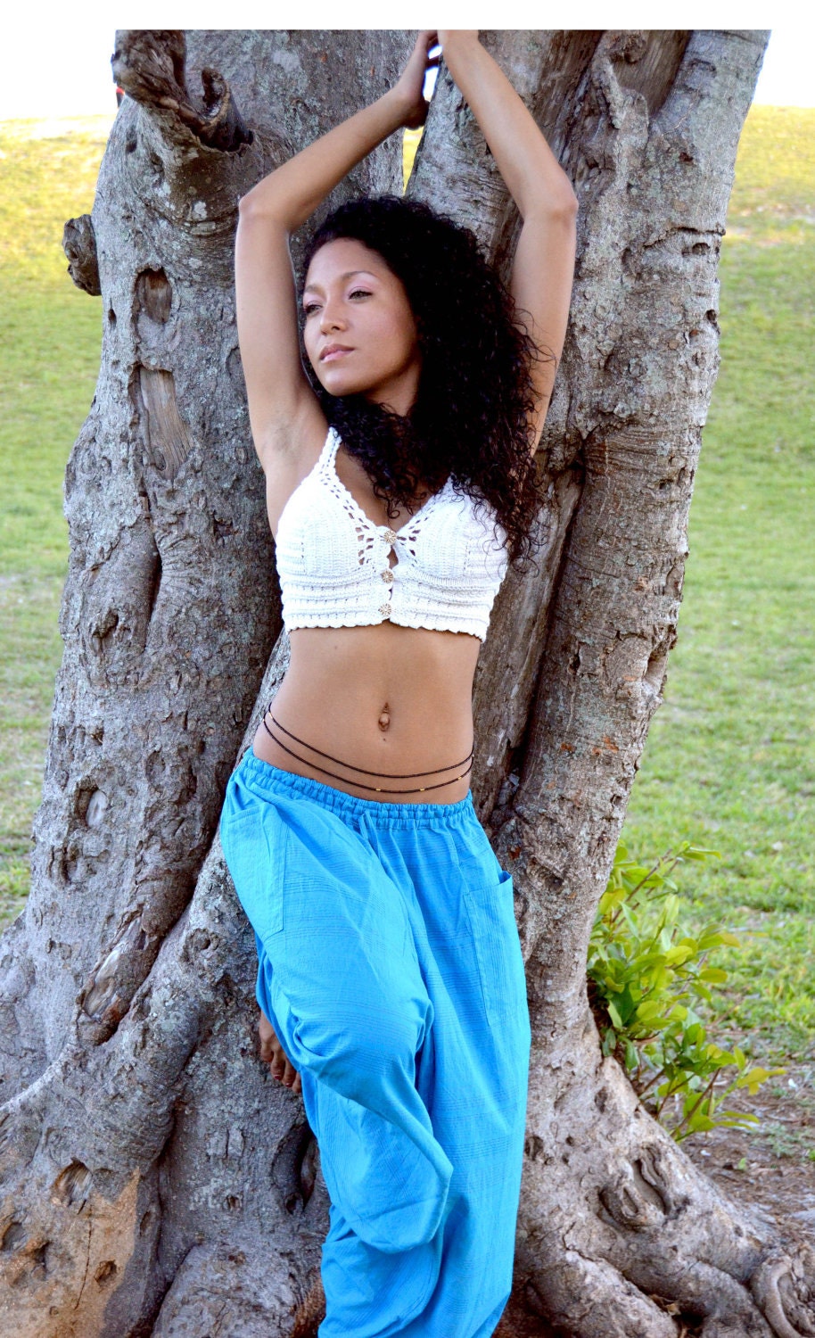 100% Organic Cotton Vibrant Jewel-Toned Turquoise Harem Pants -Yoga Wear, Lounge Wear, Dance Wear, Spacious, Beautiful Colors