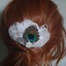 Bridal feather hair piece, peacock white feathers, rhinestone