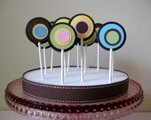 Spots and Dots Cupcake Toppers Set of 12