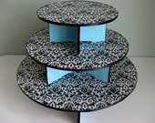Elegant Black and White Brocade and Tiffany Blue Cupcake Stand for Weddings, Showers, or Birthdays Il_170x135