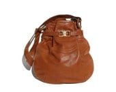 mocha brown leather bucket bag