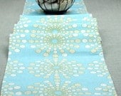 Turquoise Blue Table Runner,  Blue Tablecloth -  Blue Color,  Yellow Color  96 inch long table runner