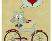 Owl Love You Forever (Retro Bike Love)  8 x 10 Digital Print