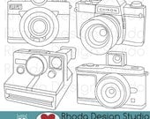 Vintage Cameras Digital Clip Art Retro Camera Photography stamps