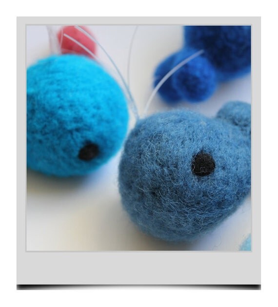Hand Needle Felted Baby Mobile - Whales & Fishies