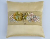 Ringbearer Pillow golds and tans with vintage keepsake pin wedding ring pillow