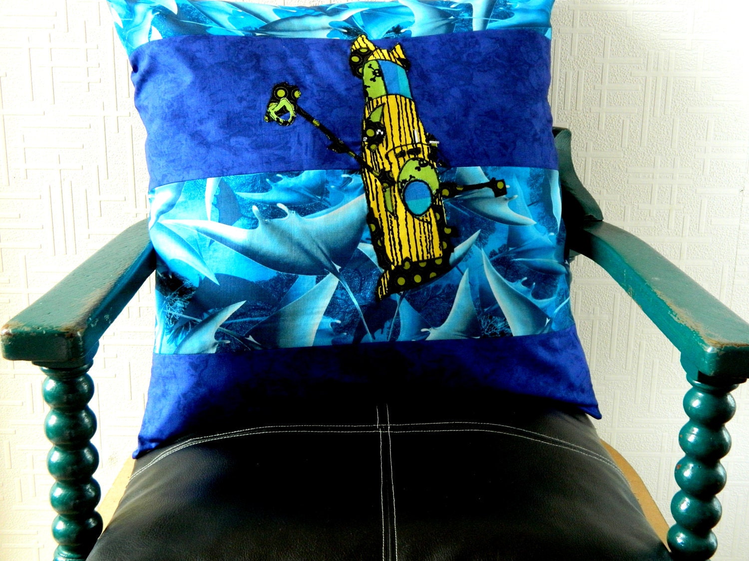 DeepSea Challenger Cushion.  21" x 21".  Submarine Adventure.