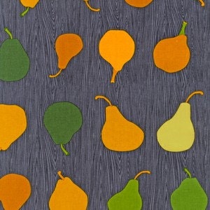 Fabric by the yard Robert Kaufman Metro Market Pears in Grey 1 yard