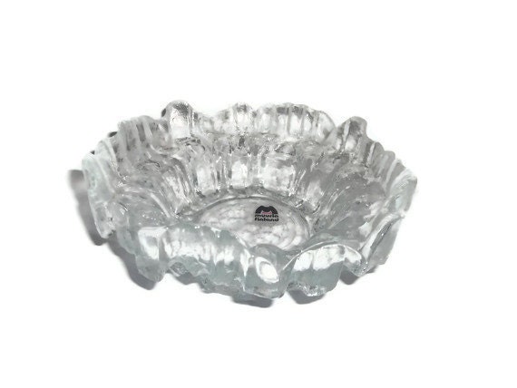 Vintage  Muurla Design Glass Candle Holder Made in Finland