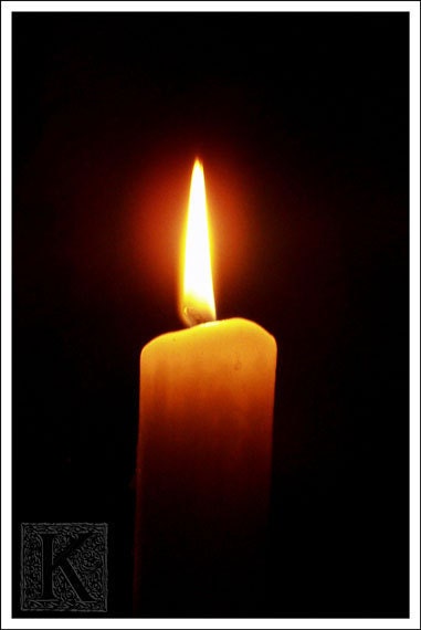 Candle in the darkness - Signed photo 8 x 12 - BOGO sale -  night flame fire light orange yellow christmas xmas