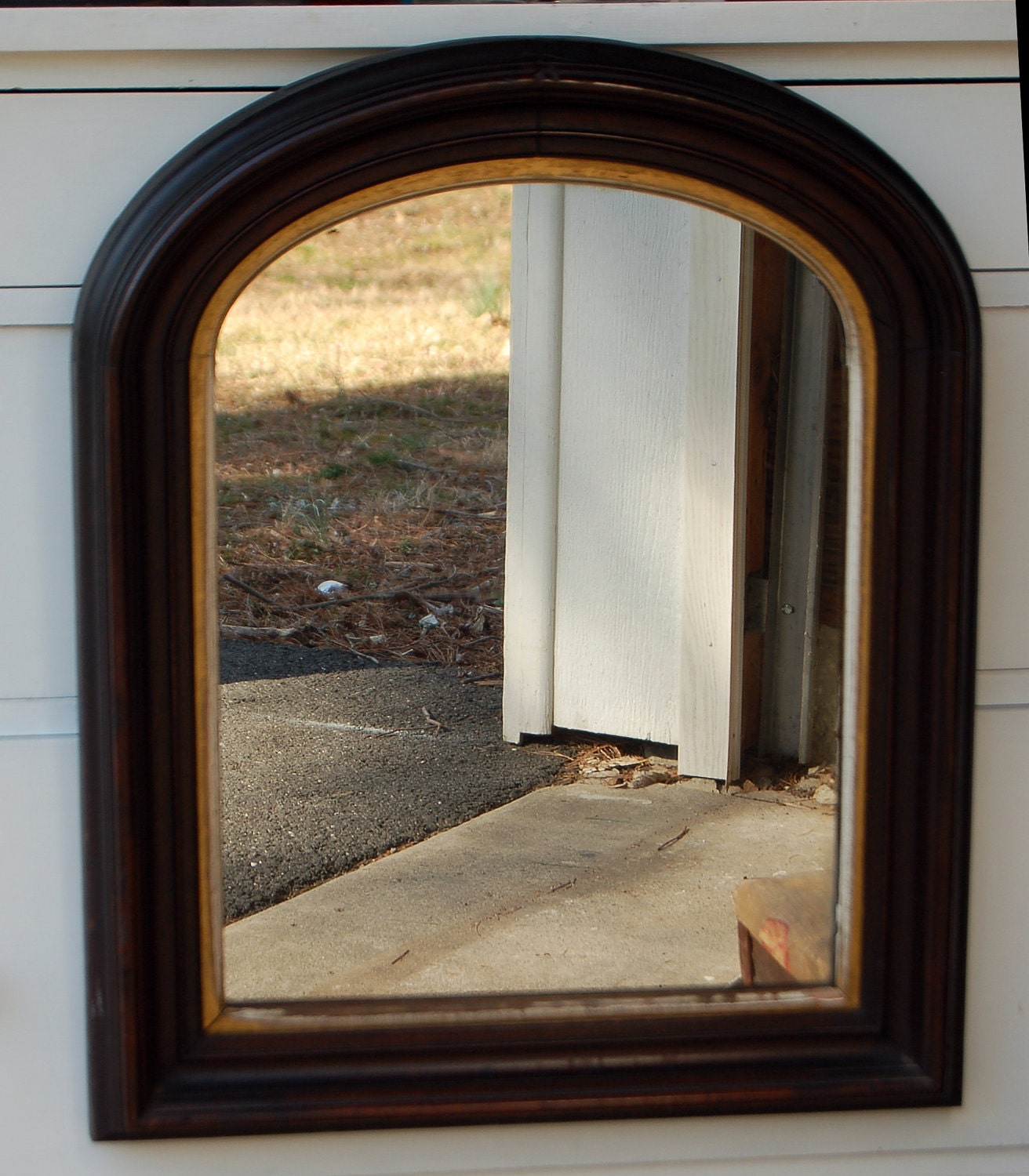 Antique Large Arched and Gilded Victorian Wall Mirror
