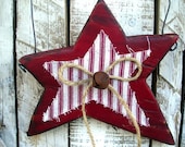 Rustic Red Star Holiday Decoration Christmas Ornament Rustic Primitive Farmhouse Decor