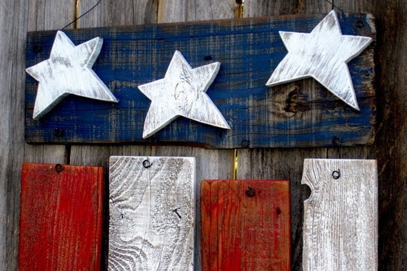 Rustic Reclaimed Wood Americana Flag Fourth of July Memorial Day President's Day Decor