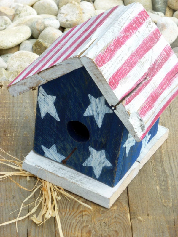 Reclaimed Wood Americana Flag Birdhouse Fourth of July Patriotic President's Day