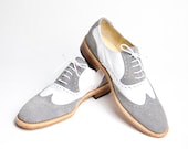 grey and white oxford brogue shoes - FREE WORLDWIDE SHIPPING
