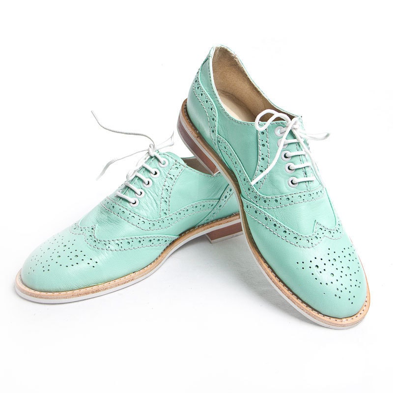 mint oxford brogue shoes - FREE WORLDWIDE SHIPPING