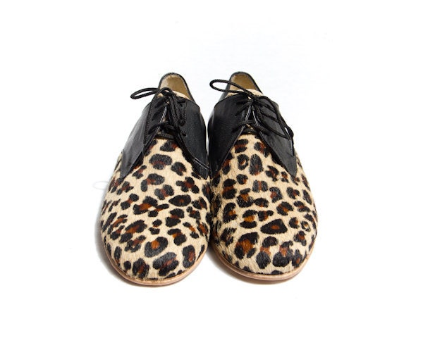 animal print derby shoes - faux leopard skin derby shoes - FREE SHIPPING