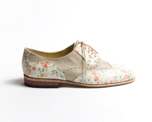 flower pattern and beige oxford shoes - FREE WORLDWIDE SHIPPING