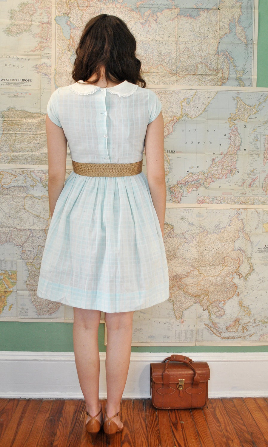 Vintage 50s pastel plaid babydoll dress (( small ))