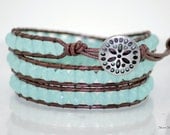 Agate Leather Wrap Bracelet - Chan Luu Style - Brown Leather