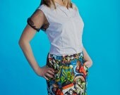 Monster Skirt- Womens Horror Movie Knee Length Skirt with Pockets Costume Available to ship ASAP
