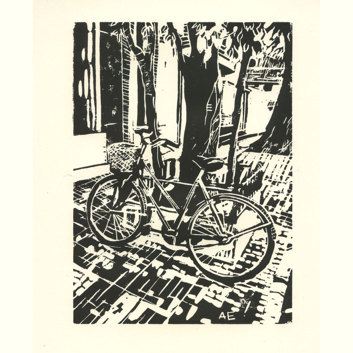 Buenos Aires Bicycle - linocut on acid free paper