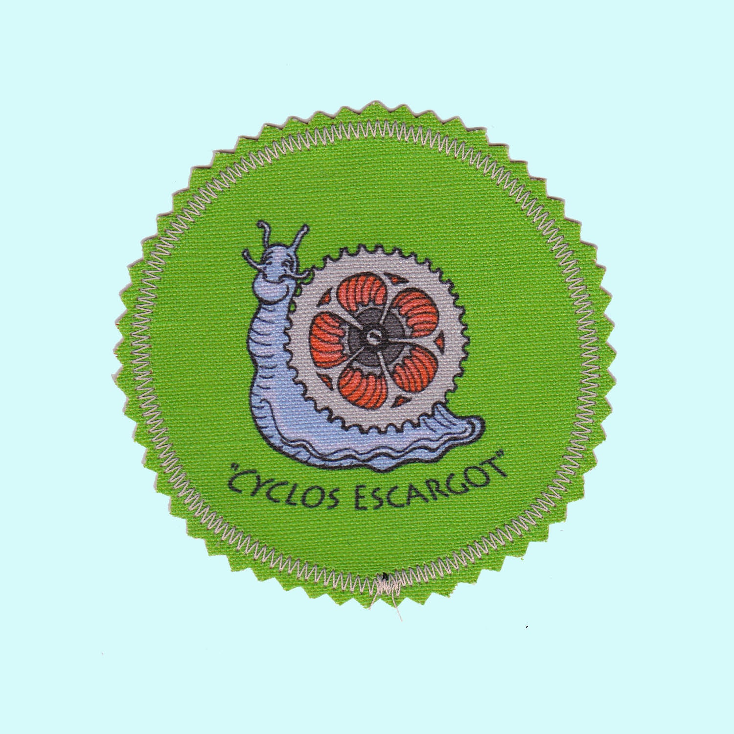 Cyclos Escargot Iron On Patch, for the not so speedy cyclist