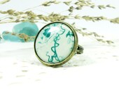 Emerald Green Ring adjustable, Turquoise, Beige, Rustic, Romantic (0-18R) - Free shipping, Fashion and Trends
