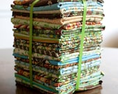 floral fat quarter bundle // autumn green orange blue brown