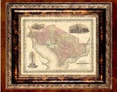 Washington, D.C. Map Print - 1855 Map of Washington, D.C. on Parchment Paper
