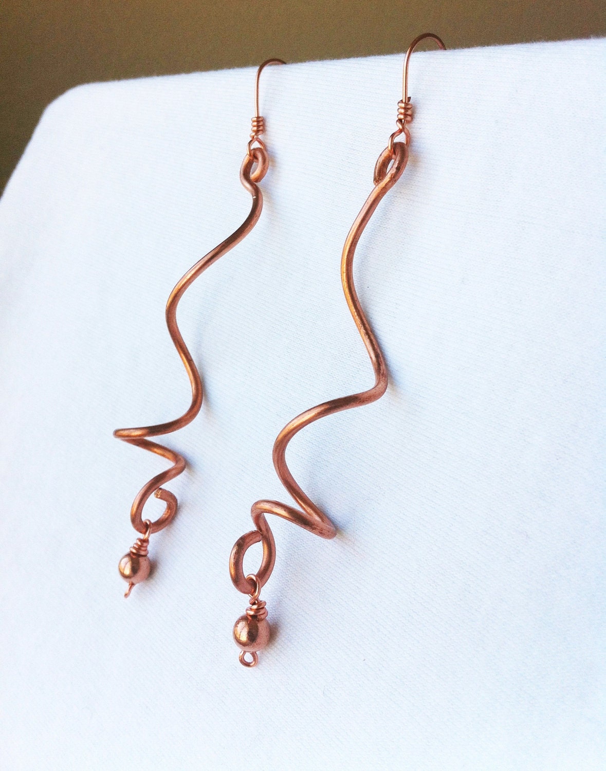 CORKSCREW -  Copper Dangle Earrings