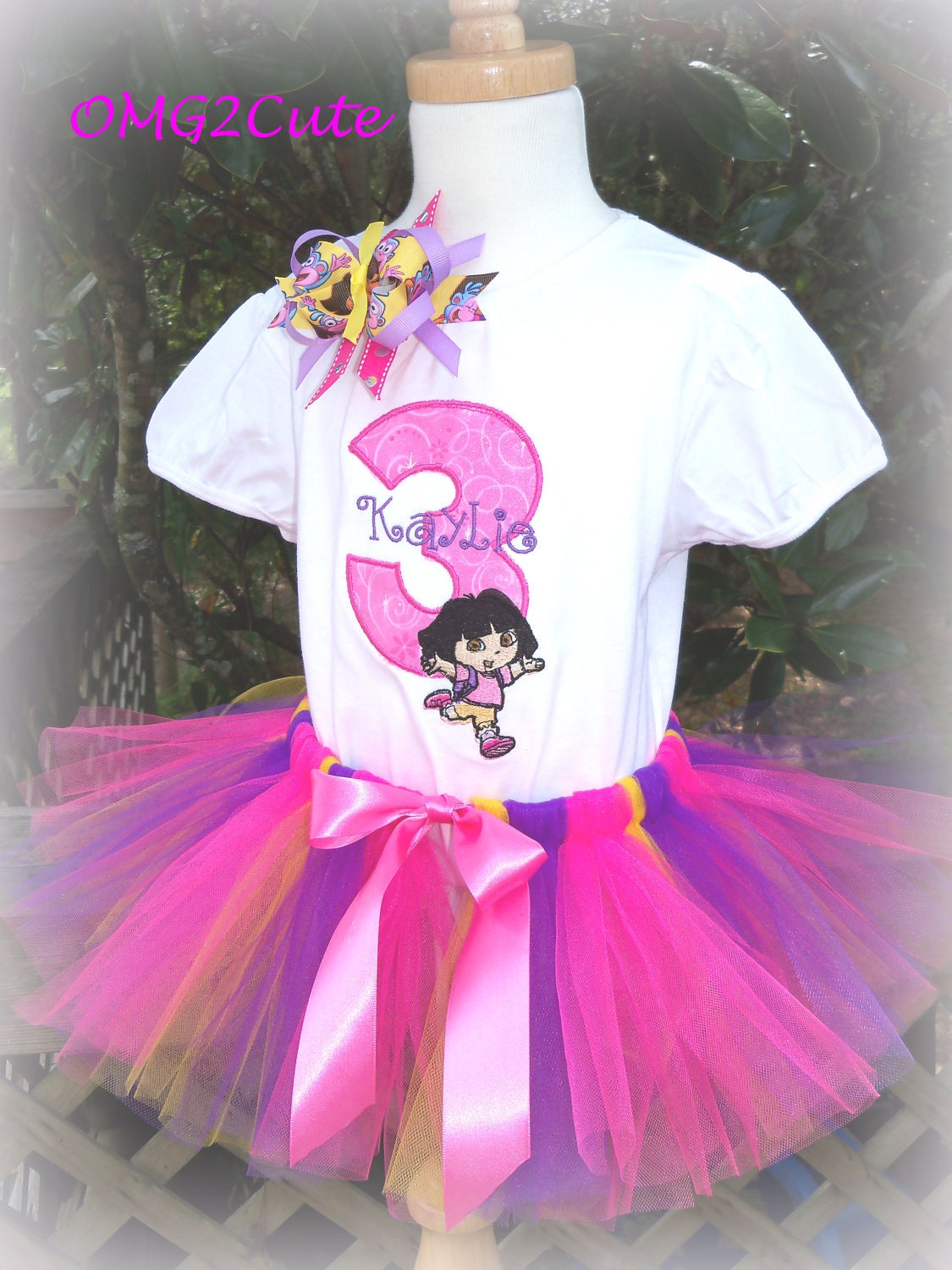 Dora the Explorer Birthday Outfit includes shirt, Tutu and Bow to match