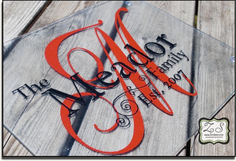 Personalized Glass Cutting Board- 15"w x 12"h