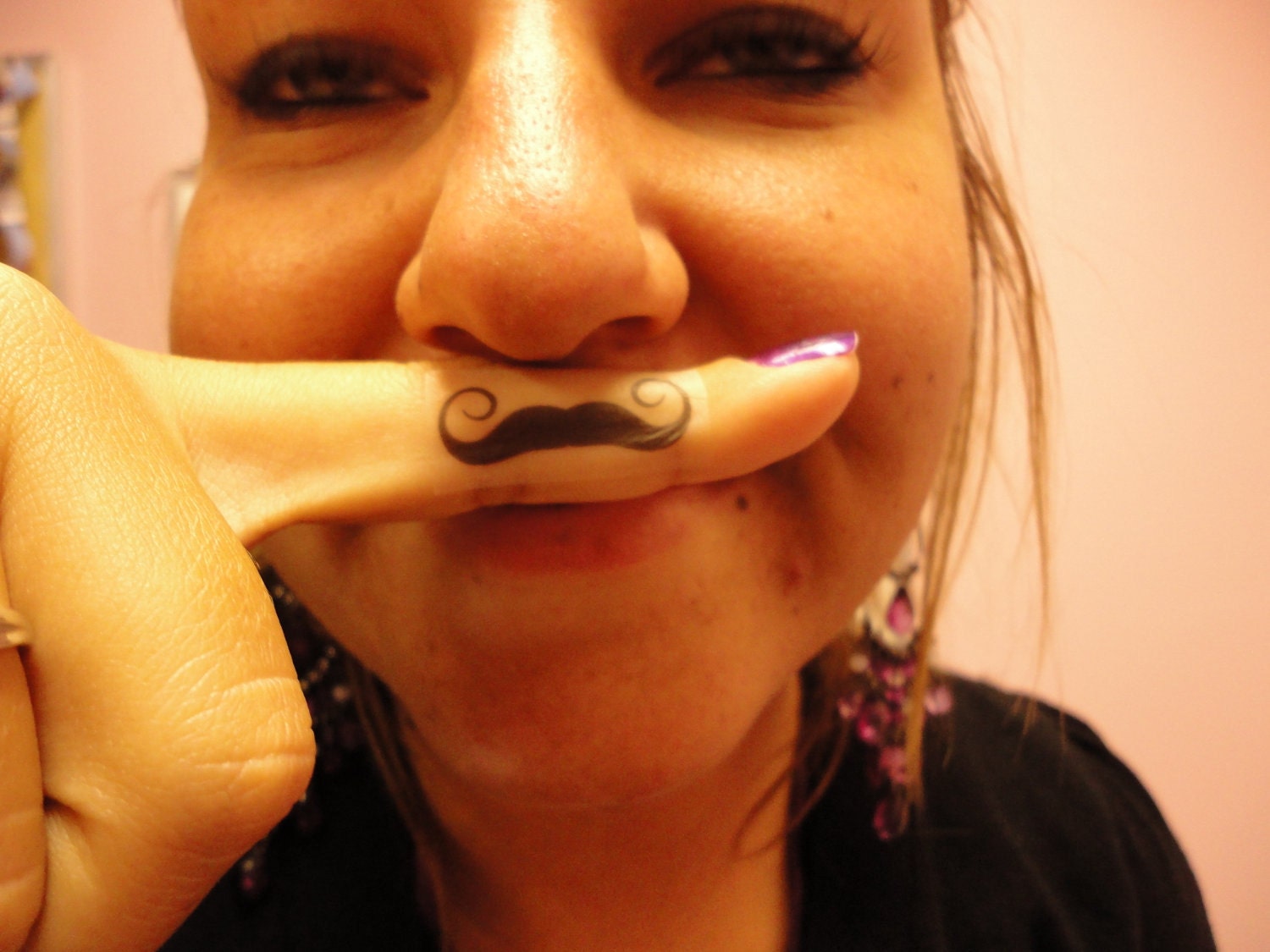 Finger stache temporary tattoo sticker