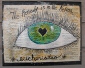 Mixed Media Original Ann Voskamp "One Thousand Gifts" inspired Eucharisteo 8 x 10 using Bible pages