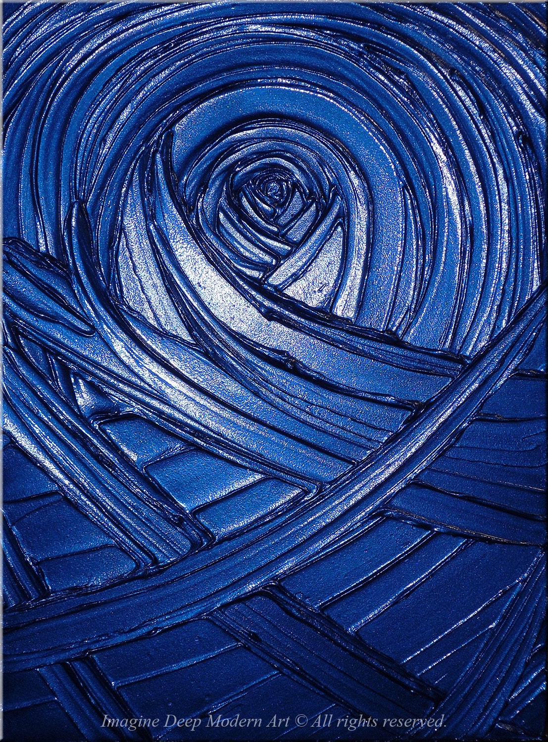 Blue Painting Indigo Royal Navy Blue - Healing Sapphire Creation - 18x24 High Quality Original Textural Sculptural Impasto Modern Fine Art