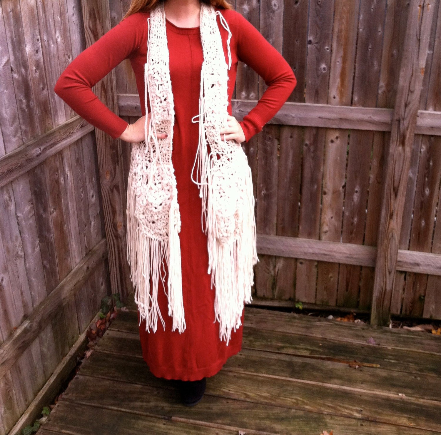 CREME CROCHET VEST