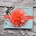 Baby Headband..Baby Girl Headband...Newborn Headband.. coral silky satin puff on matching headband