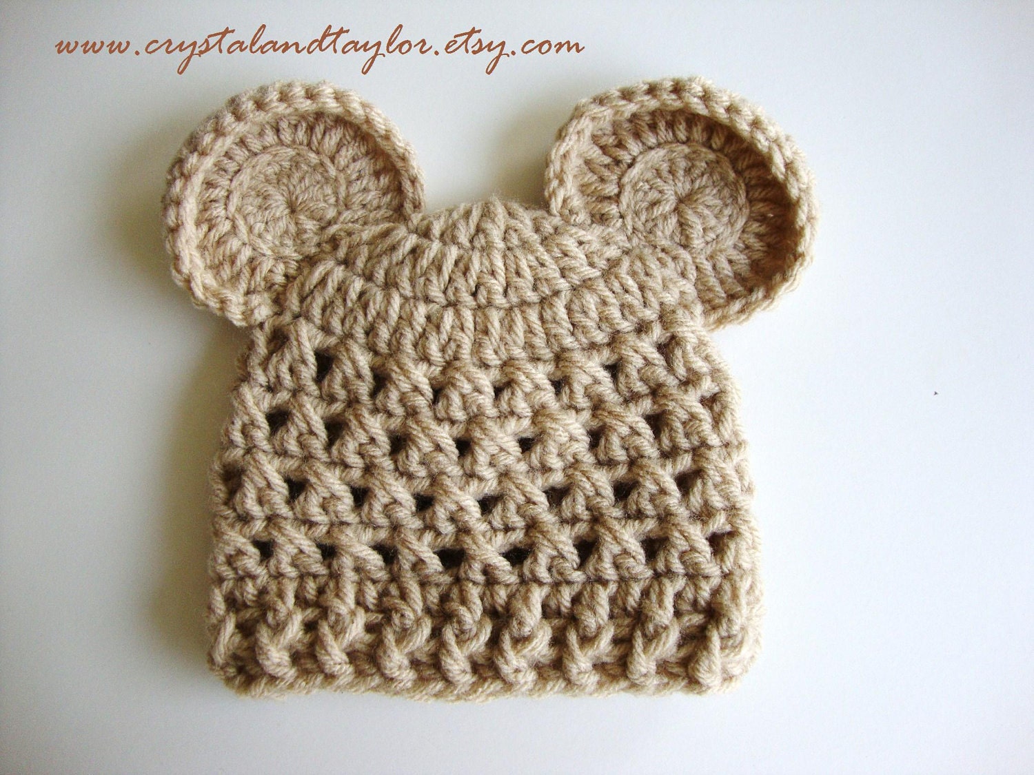 Baby Boy, Girl Crochet Bear Hat in Light Brown - Perfect for Photos - Newborn, Infant, and Toddler Sizes Available