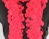 Plethora of Pom Poms Scarf/Boa--Red