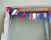 Fourth of July Patriotic Ribbon Garland - 6 ft Red White & Blue