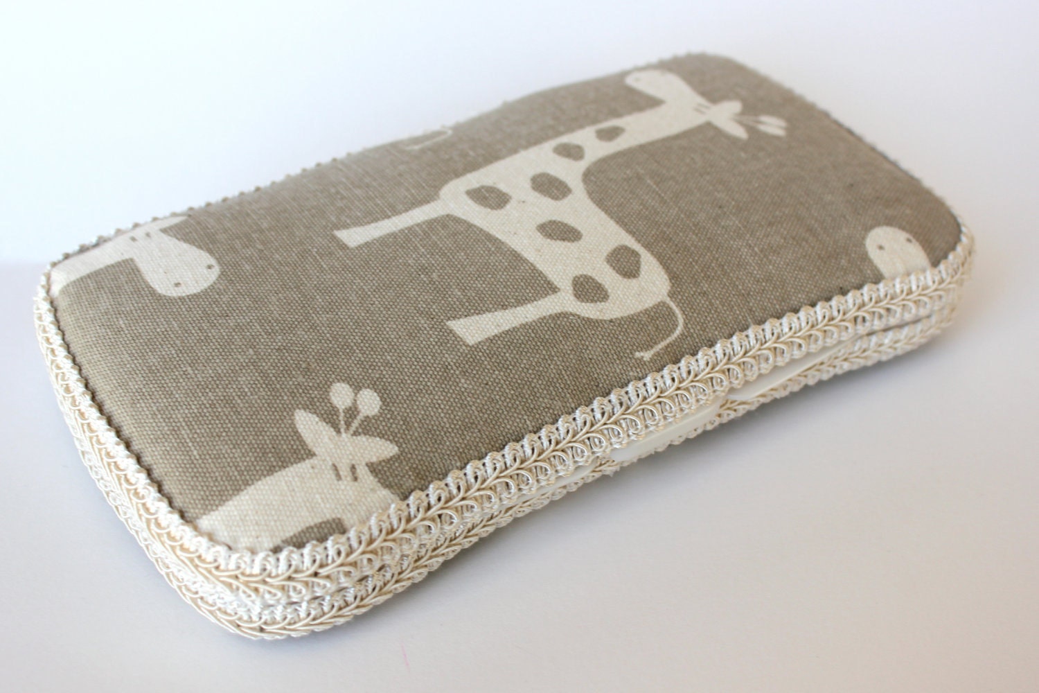 Boutique Baby Wipe Case Taupe Giraffe LIMITED EDITION