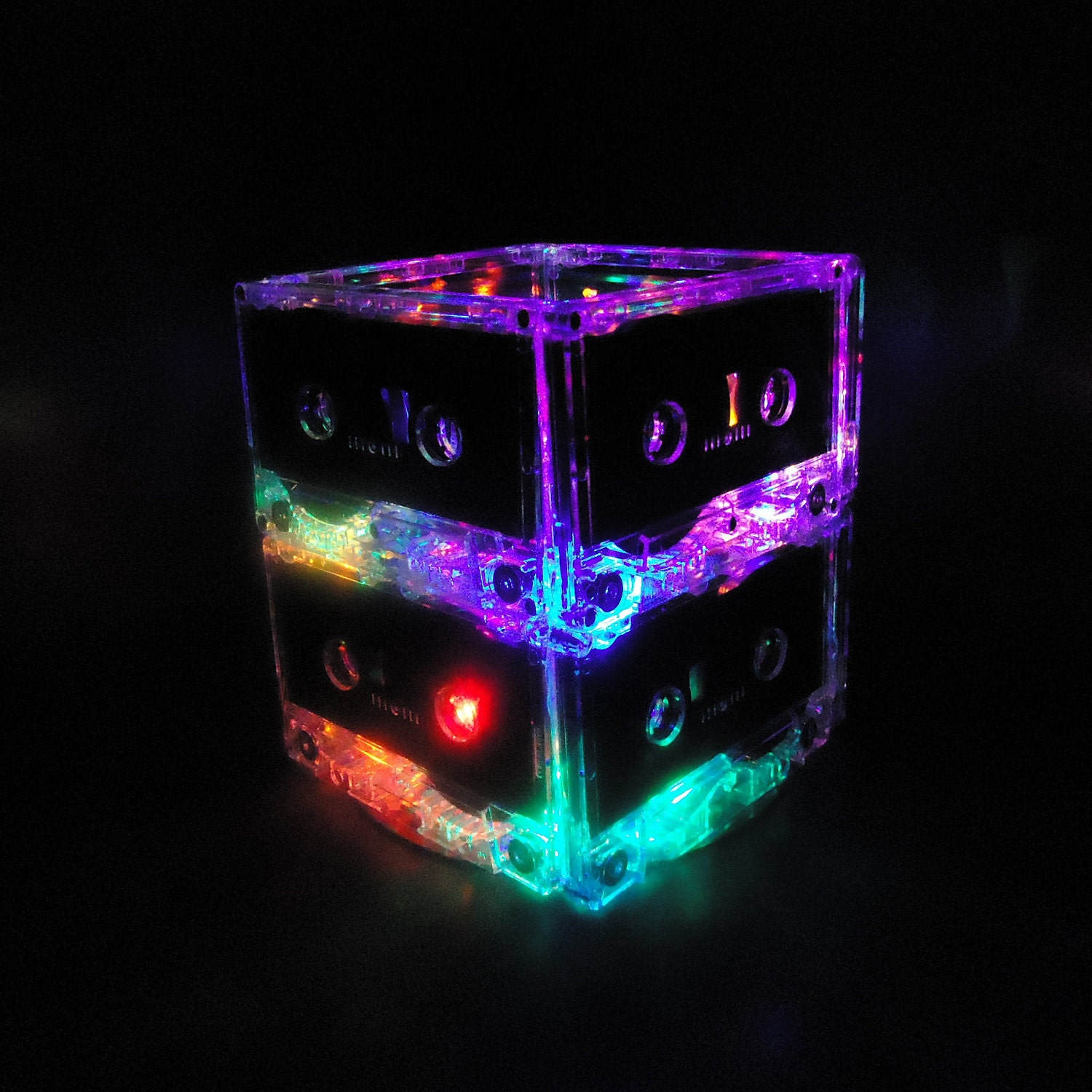 Upcycled Lighting Multi-color 110V U.S. Plug-in Cassette Tape Mixtape LED Night Light Lamp Rainbow Glow Party Centerpiece