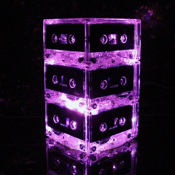 Cassettes Repurposed Music 80s 90s Rock n Roll Wedding Decor PINK MixTape Wedding Table Lighted Centerpiece Il_570xn