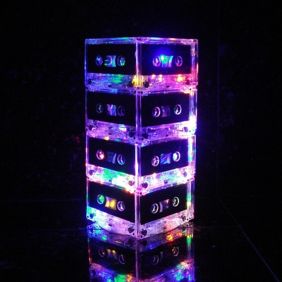 Upcycled Light Mixtape Table Lamp Repurposed Cassette Tape Mood Light Multi-Color Rainbow Il_570xn