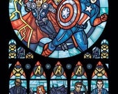 Stained Glass Avengers Print - Full Size