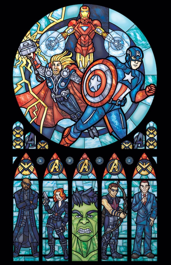 Stained Glass Avengers Print - Full Size