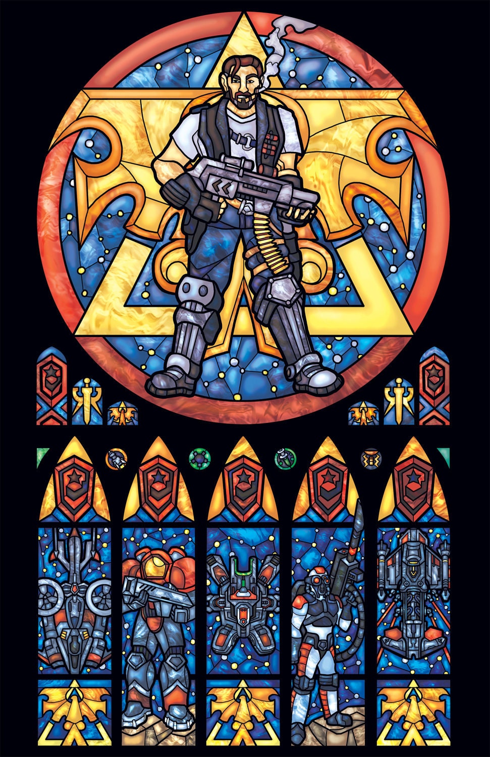Starcraft Terran Stained Glass Window Print - Full Size