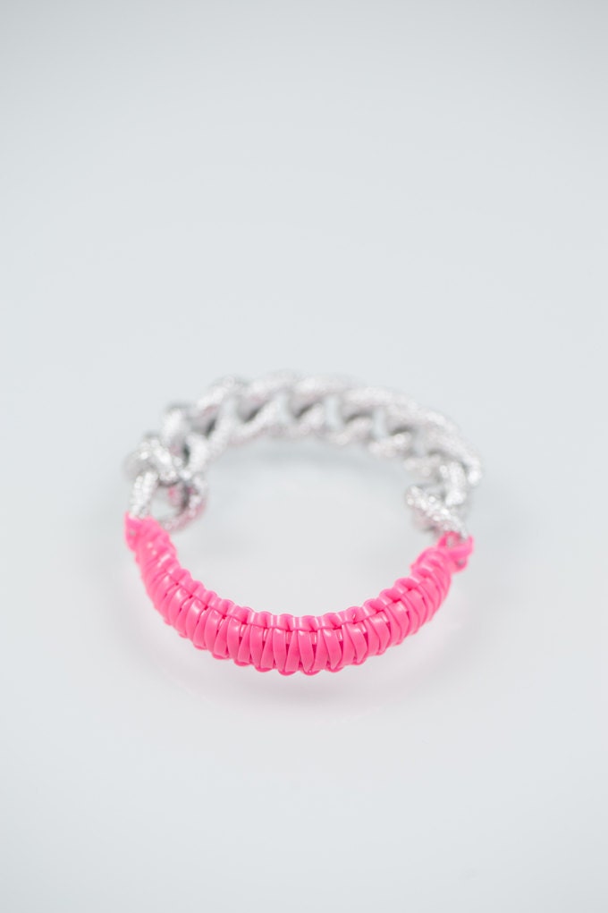 Cobra bfrend bracelet- Pink Silver chain friendship bracelet